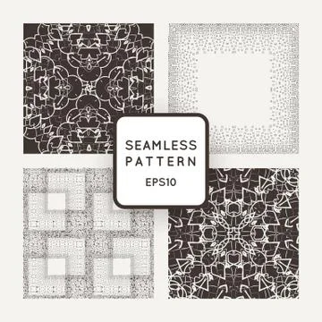 Set of four vector seamless patterns intricate with lots of small details Stock Illustration