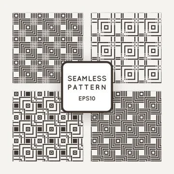 A set of four vector seamless patterns. Squares. Intersection. イラスト素材