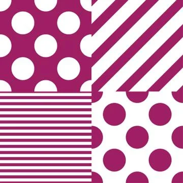 Set of four vector seamless patterns. White and purple colors Illustrazione stock