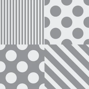 Set of four vector seamless patterns. Grey colors Illustrazione stock