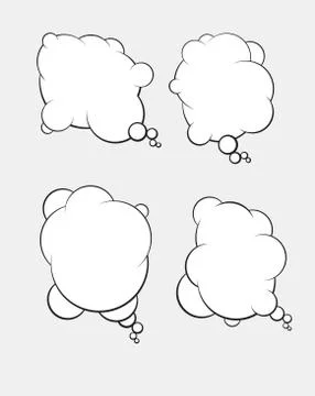 Set of four vector talking bubbles with white fills. Stock Illustration
