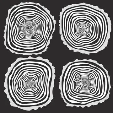 Set of four vector tree rings background Stock Illustration