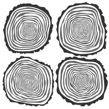 Set of four vector tree rings background 스톡 일러스트