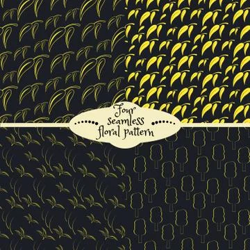 Set of four vegetative seamless patterns Stockillustratie
