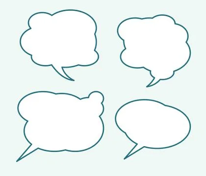Set of four very simple talking bubbles with full editable stroke weight and  Stock Illustration