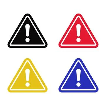 Set of four warning triangle icons in different colors 스톡 일러스트