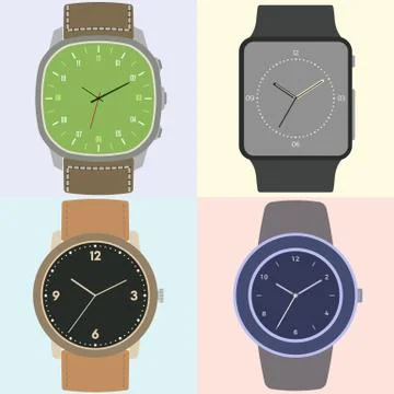 Set of four watches Stock Illustration
