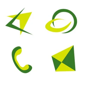 Set of four web icons or logos in yellow and green colors Stock Illustration