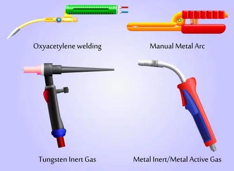 Set of four welding torches イラスト素材