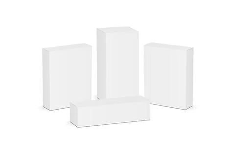 Set of four white blank rectangular boxes Stock Illustration