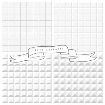 Set of four white tiles seamless patterns Stock Illustration