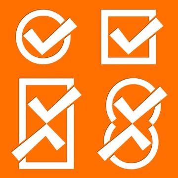 Set of four white vector tick icons イラスト素材