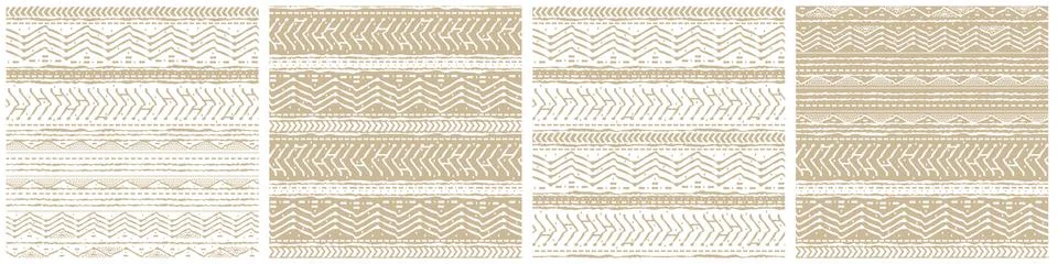 Set of four winter vector White and Beige horizontal Seamless border repeat p Stock Illustration