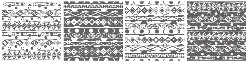 Set of four winter vector White and gray horizontal Seamless border repeat pa Stock Illustration