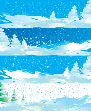 Set of  four winter web banners vector illustration Stock Illustration