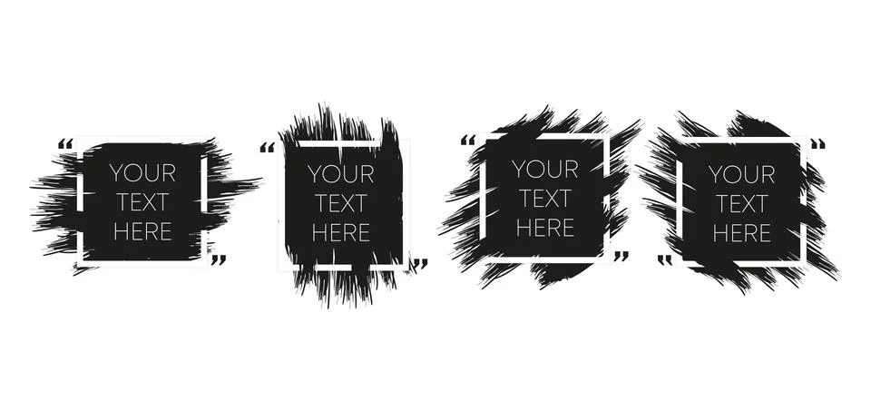Set with four zone for your think. Your text here. Black quote with drawed br Illustrazione stock