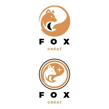 Set of Fox Icon Logo Design Template Stock Illustration