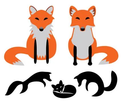 Set of Foxes. Vector illustration. Ilustración de archivo