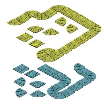 The set of fragments of stone path isolated on white background. Vector Stock Illustration