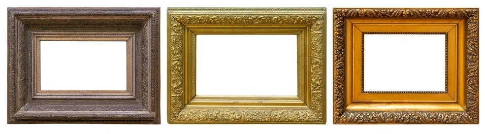 Set of frame frames picture gold silver tree. Stock Photos