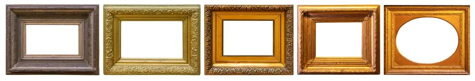 Set of frame frames picture gold silver tree. Stock Photos