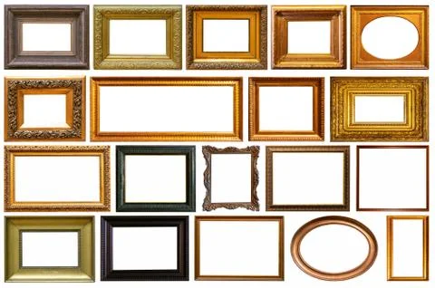 Set of frame frames picture gold silver tree. Stock Photos