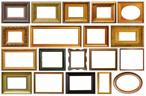 Set of frame frames picture gold silver tree. Stock Photos