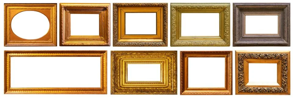 Set of frame frames picture gold silver tree. Stock Photos