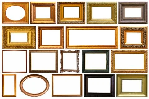 Set of frame frames picture gold silver tree. Stock Photos