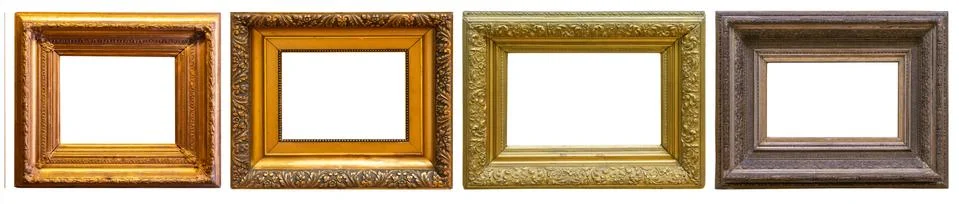 Set of frame frames picture gold silver tree. Stock-Fotos