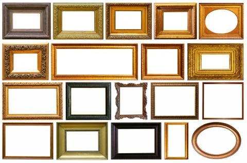 Set of frame frames picture gold silver tree. Stock Photos