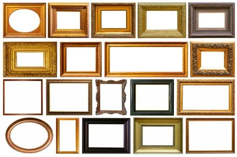 Set of frame frames picture gold silver tree. Stock Photos