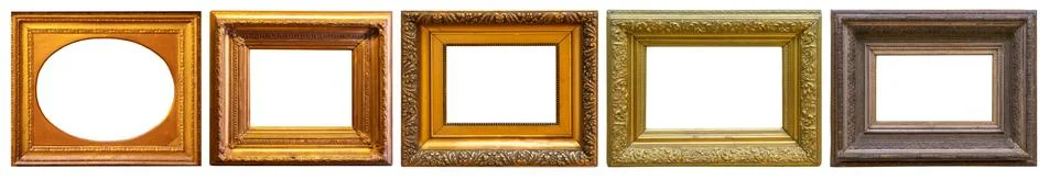 Set of frame frames picture gold silver tree. Stock Photos
