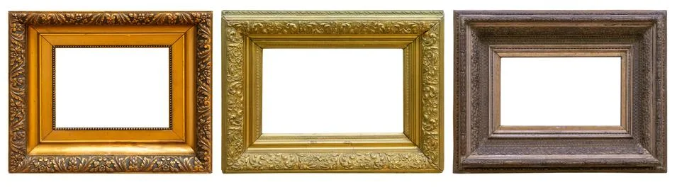 Set of frame frames picture gold silver tree. Stock Photos
