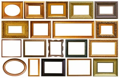 Set of frame frames picture gold silver tree. Stock Photos