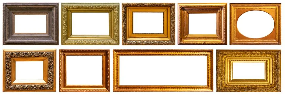Set of frame frames picture gold silver tree. Stock Photos