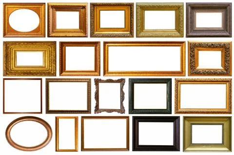 Set of frame frames picture gold silver tree. Stock Photos