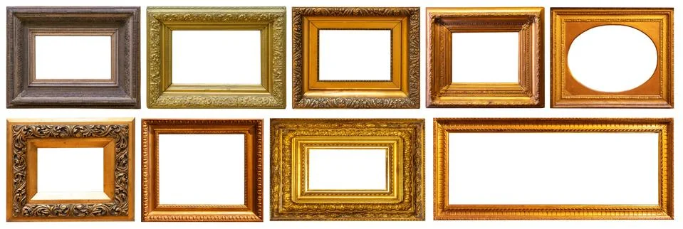 Set of frame frames picture gold silver tree. Stock Photos