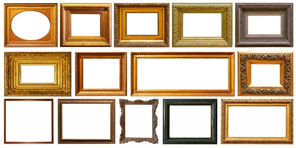 Set of frame frames picture gold silver tree. Stock Photos