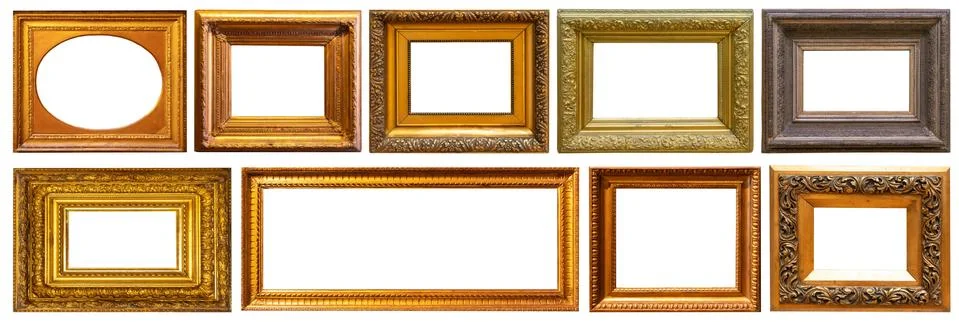 Set of frame frames picture gold silver tree. Stock Photos
