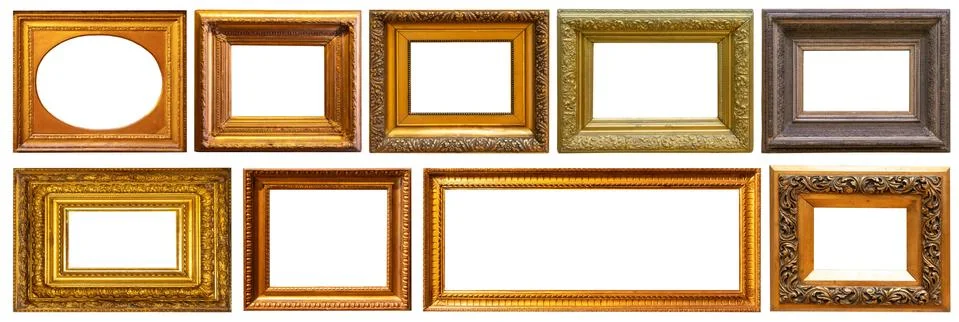 Set of frame frames picture gold silver tree. Stock Photos