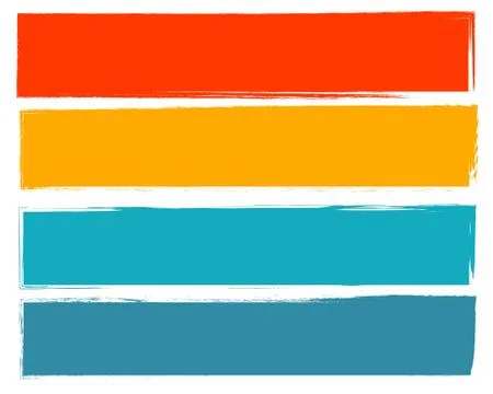 Set frame rectangle orange yellow green blue brush stroke Stock Illustration