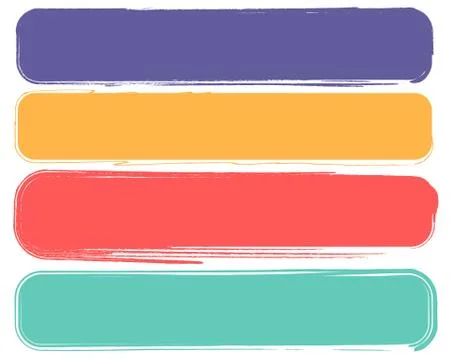 Set frame rectangle red yellow green lilac brush stroke Stock Illustration