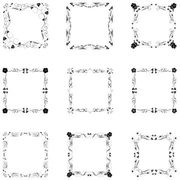 Set of frame silhouette Stock Illustration