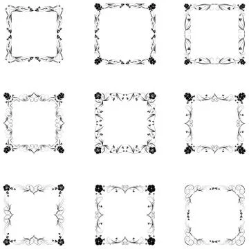Set of frame silhouette Stock Illustration