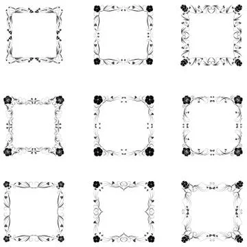 Set of frame silhouette Stock Illustration
