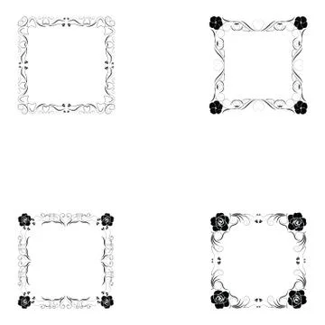 Set of frame silhouette Illustrazione stock