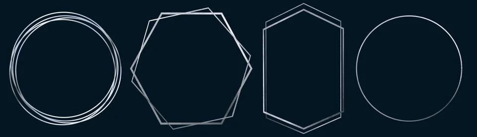 Set frame. silver frame. silver frame. blank frame 스톡 일러스트