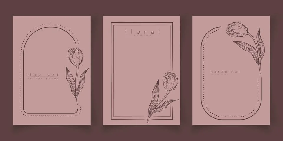 Set of frame templates in minimal linear style Stock-Illustration