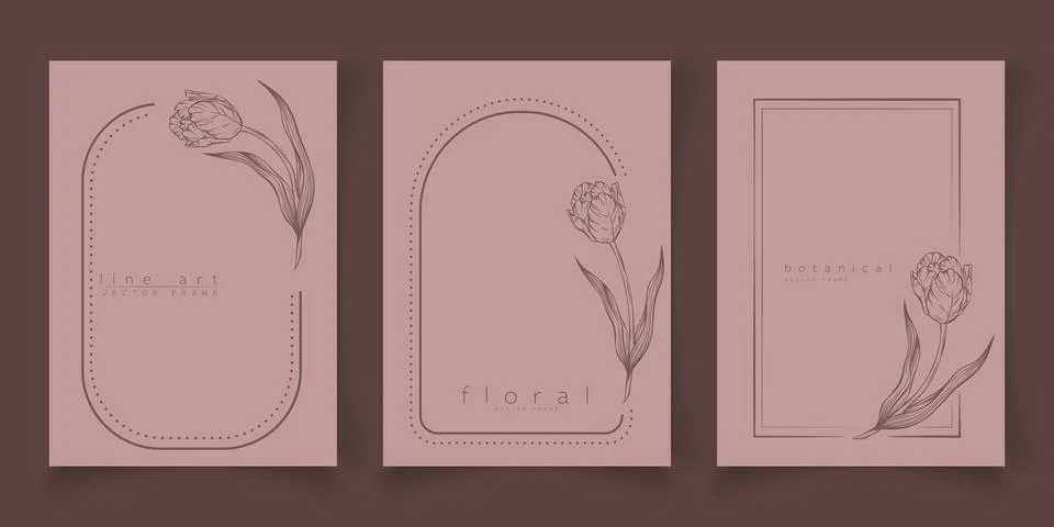 Set of frame templates in minimal linear style Stockillustratie